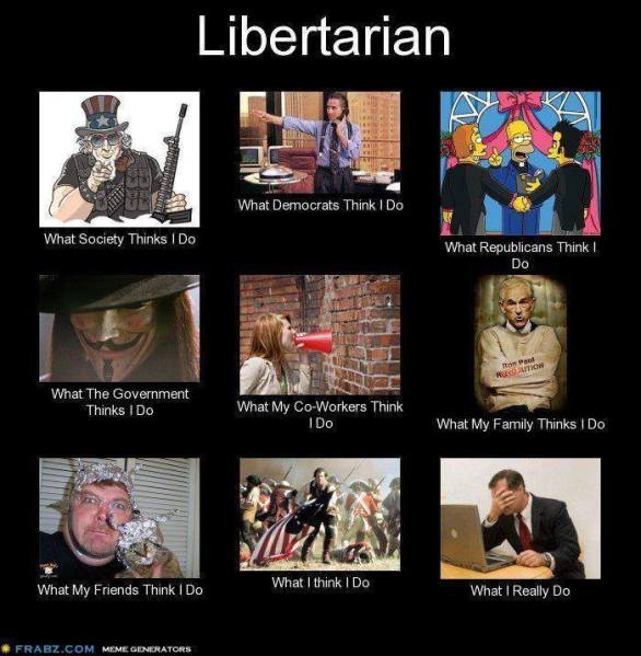 A meme that does not make it any more clear what libertarians are all about.